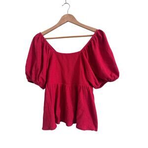 Madewell NWT Red Puff Sleeve Blouse Size XS